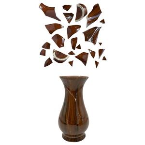 Kintsugi Vase Brown Glazed Pottery Gold Crack Art Anniversary Growth Gift